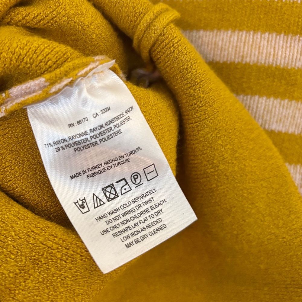 Moth by Anthropologie mustard yellow striped mock turtleneck sweater - Picture 6 of 7